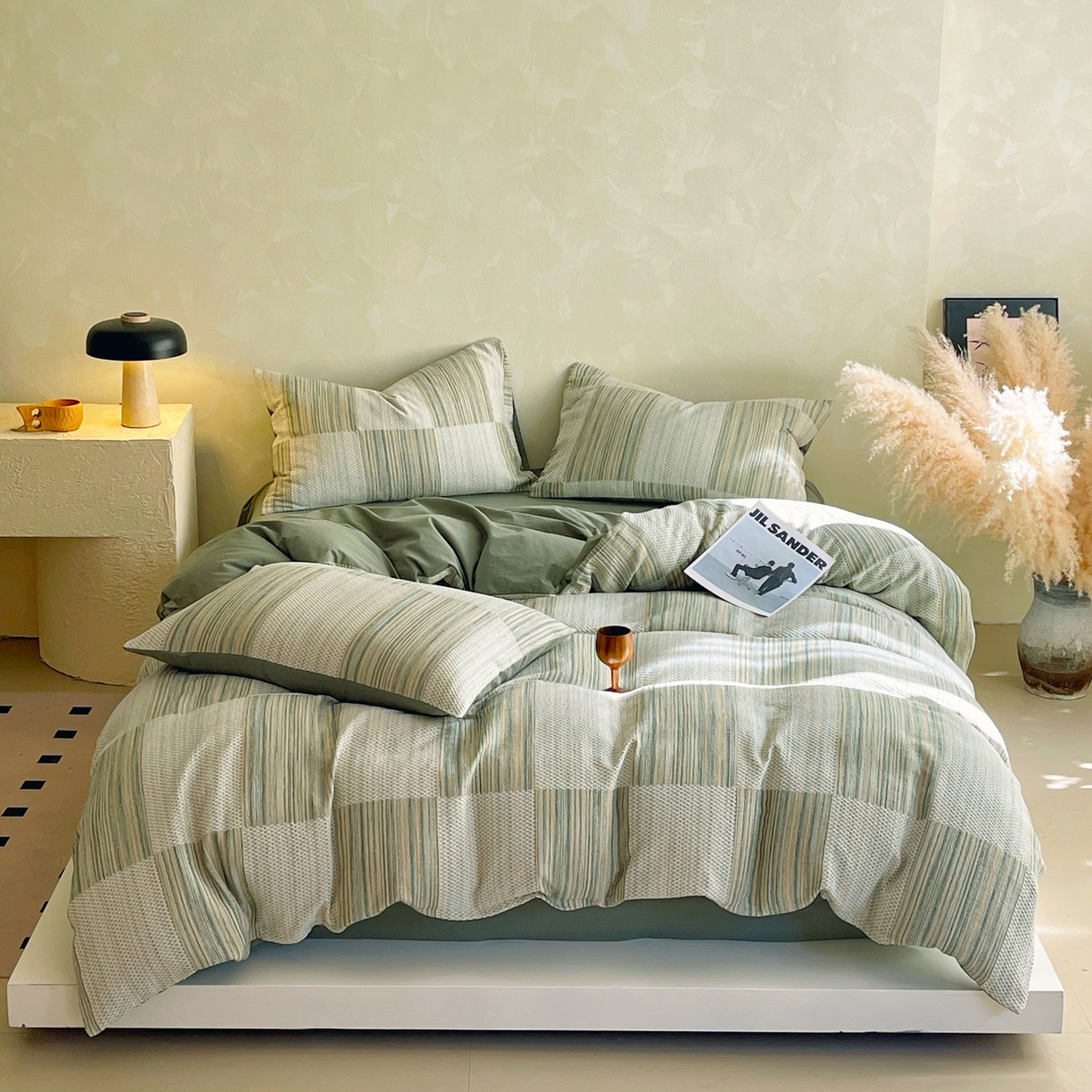 春皖家纺 2026新款A类全棉三层纱AB版简约四件套-风格二 森屿