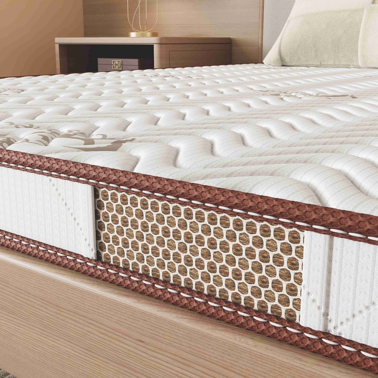 91家纺网 家纺一手货源 找家纺 时奥家纺 2025新款3E椰棕护脊床垫-Z04 3分棕+2分乳胶（6cm)-黄麻配置