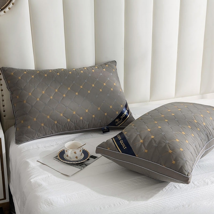 91家纺网 家纺一手货源 找家纺 佳尚枕芯 2025新款满天星立体枕芯直播跑量款礼品枕绗绣枕酒店枕立体羽丝绒枕头枕芯 立体满天星-灰