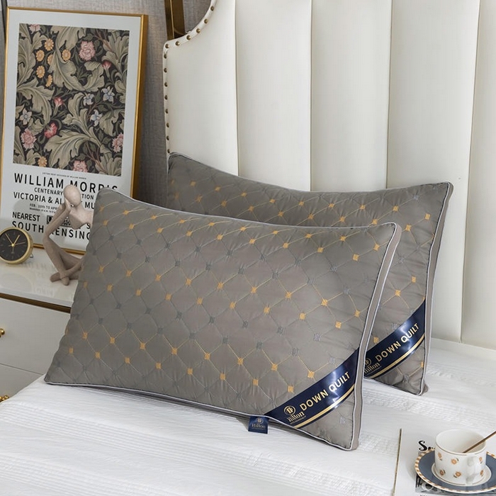 91家纺网 家纺一手货源 找家纺 佳尚枕芯 2025新款满天星立体枕芯直播跑量款礼品枕绗绣枕酒店枕立体羽丝绒枕头枕芯 立体满天星-灰