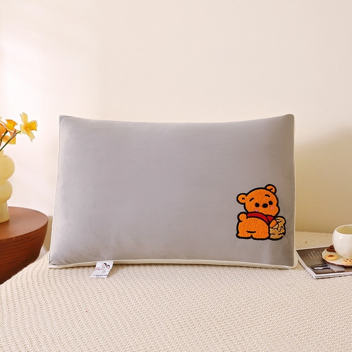 佳尚枕芯 2025新款毛巾绣可爱卡通枕枕头枕芯小熊嘟嘟 宝宝绒小熊嘟嘟-灰色