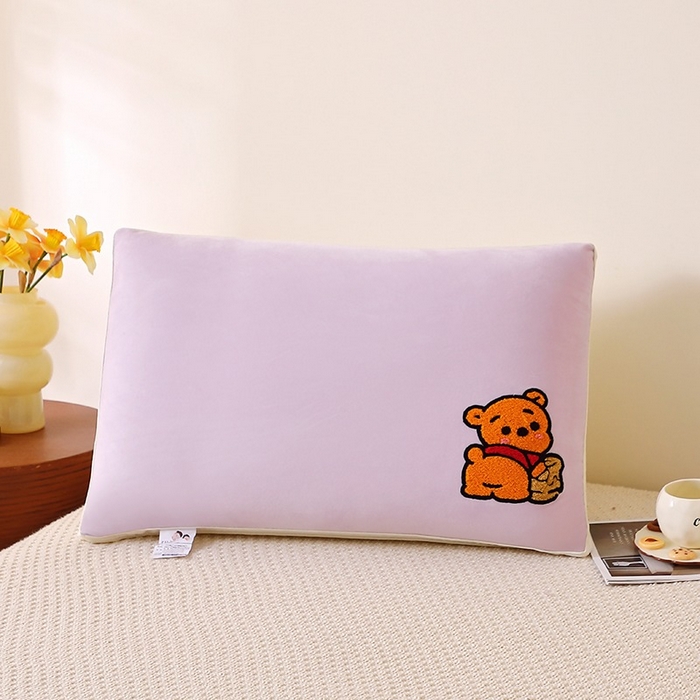 佳尚枕芯 2025新款毛巾绣可爱卡通枕枕头枕芯小熊嘟嘟 宝宝绒小熊嘟嘟-紫色