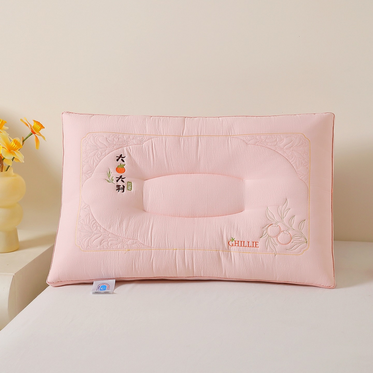 91家纺网 家纺一手货源 找家纺 佳尚枕芯 2025新款亲肤木棉大桔大利枕头枕芯 大桔大利-粉色