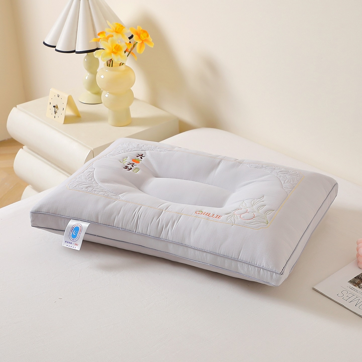 91家纺网 家纺一手货源 找家纺 佳尚枕芯 2025新款亲肤木棉大桔大利枕头枕芯 大桔大利-灰色