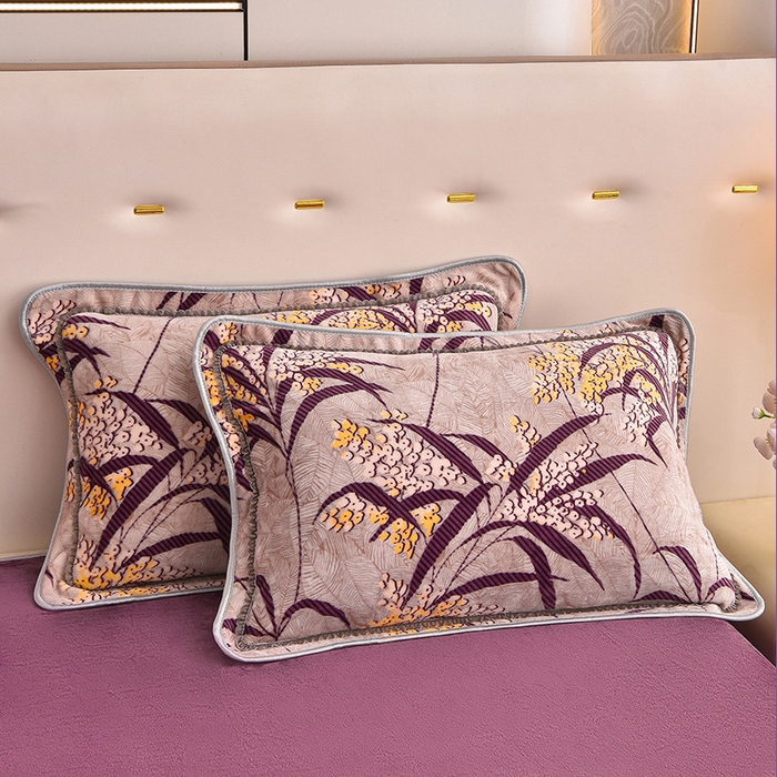 91家纺网 家纺一手货源 找家纺 赛丽雅 2025新款牛奶绒床裙四件套8-9斤法莱绒直播爆款日产2万套 丛草集-紫