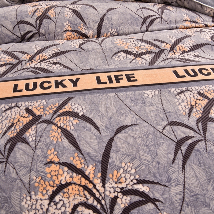 91家纺网 家纺一手货源 找家纺 赛丽雅 2025新款牛奶绒床裙四件套8-9斤法莱绒直播爆款日产2万套 丛草集-灰