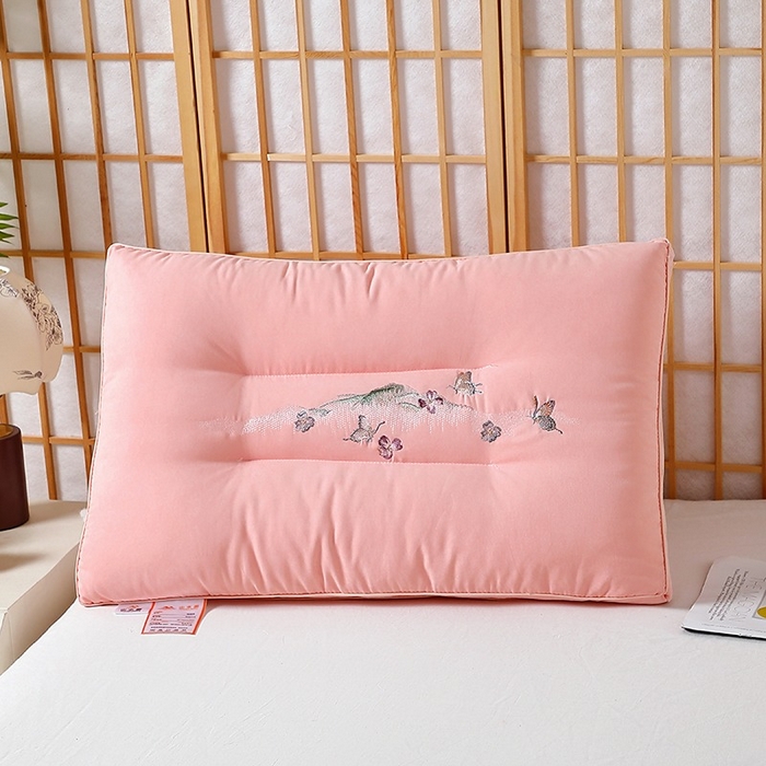 91家纺网 家纺一手货源 找家纺 佳尚枕芯 2025新款亲肤舒适糯糯棉护颈枕枕头枕芯 粉色