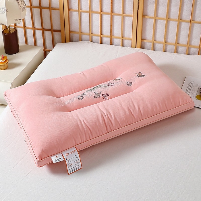 91家纺网 家纺一手货源 找家纺 佳尚枕芯 2025新款亲肤舒适糯糯棉护颈枕枕头枕芯 粉色