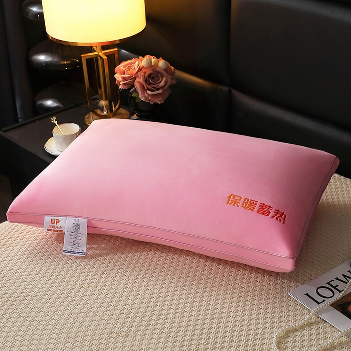 91家纺网 家纺一手货源 找家纺 佳尚枕芯 2025新款秋冬水晶绒保暖蓄热保暖绒枕头枕芯 水晶绒保暖蓄热枕-粉色