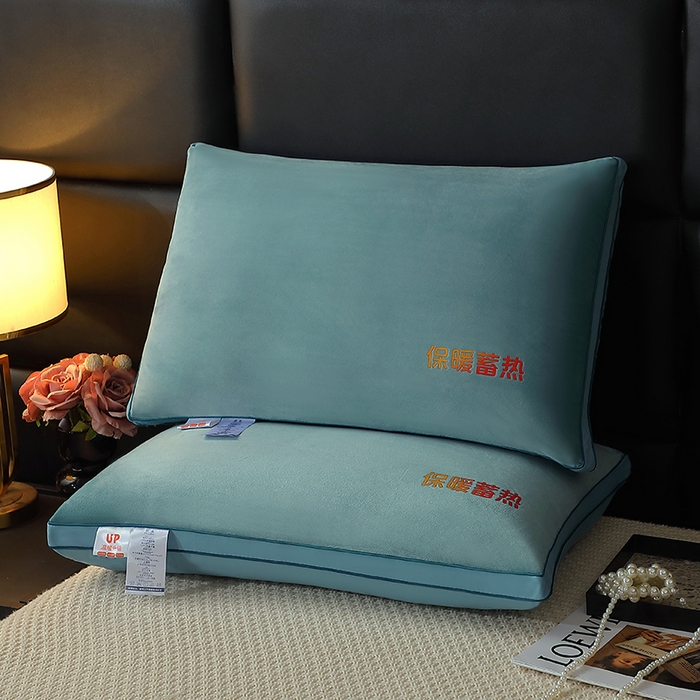 佳尚枕芯 2025新款秋冬水晶绒保暖蓄热保暖绒枕头枕芯 水晶绒保暖蓄热枕-绿色
