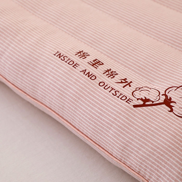 91家纺网 家纺一手货源 找家纺 佳尚枕芯 2025新款水洗棉棉里棉外条纹定型枕枕头枕芯 棉里棉外条纹低枕-粉色