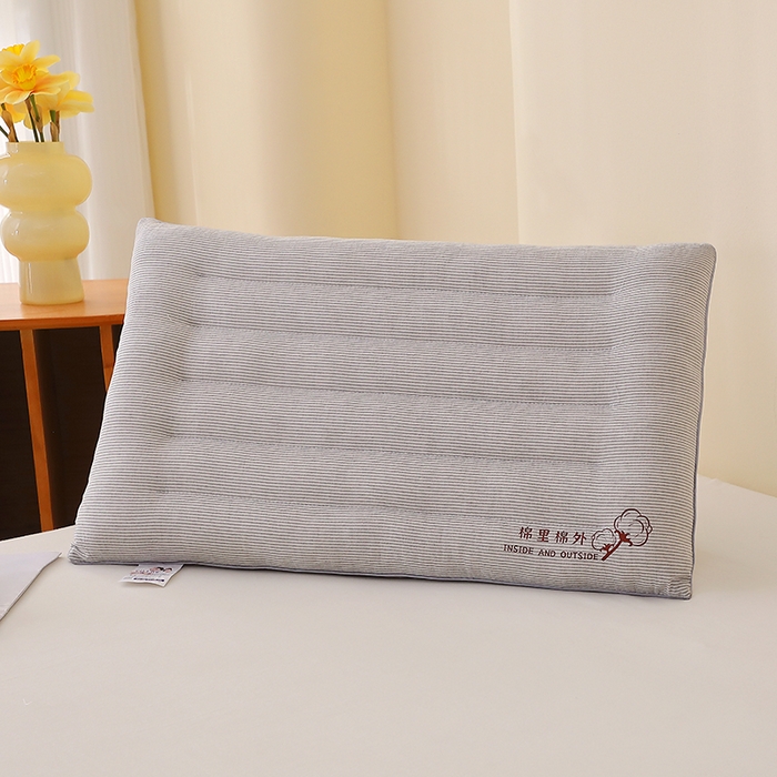 91家纺网 家纺一手货源 找家纺 佳尚枕芯 2025新款水洗棉棉里棉外条纹定型枕枕头枕芯 棉里棉外条纹低枕-咖色