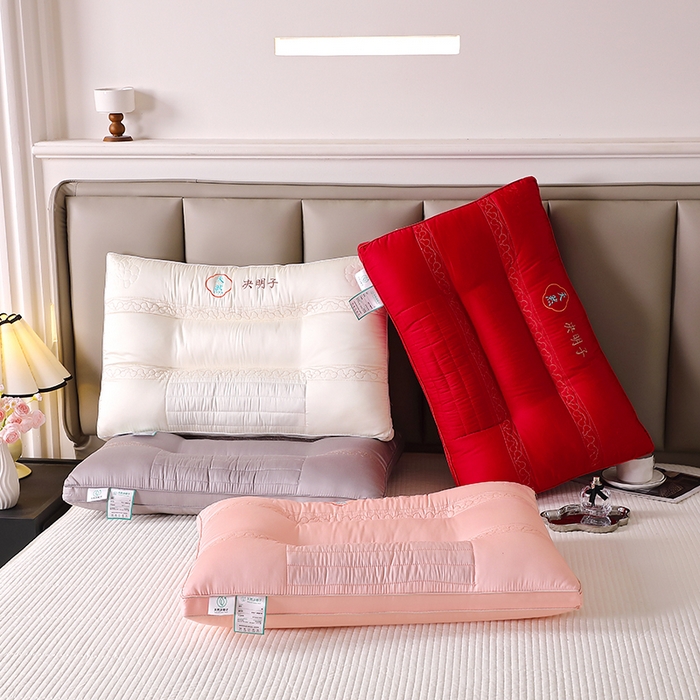 91家纺网 家纺一手货源 找家纺 （总）佳尚枕芯 2025新款天然决明子定型护颈枕头红色婚庆枕芯枕头