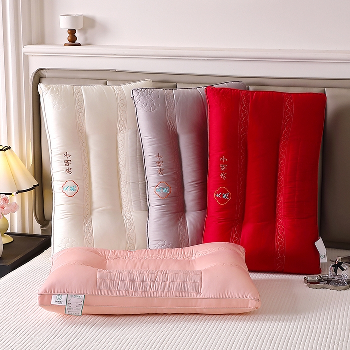 91家纺网 家纺一手货源 找家纺 佳尚枕芯 2025新款天然决明子定型护颈枕头红色婚庆枕芯枕头 组合图仅供展示不可下单