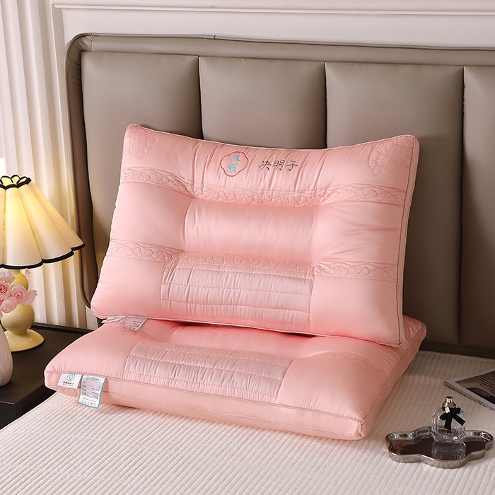佳尚枕芯 2025新款天然决明子定型护颈枕头红色婚庆枕芯枕头 天然决明子定型枕-粉色