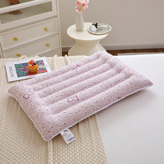 91家纺网 家纺一手货源 找家纺 佳尚枕芯 2025新款小碎花印花定型枕舒适枕枕头枕芯 印花定型枕-蝴蝶结-粉