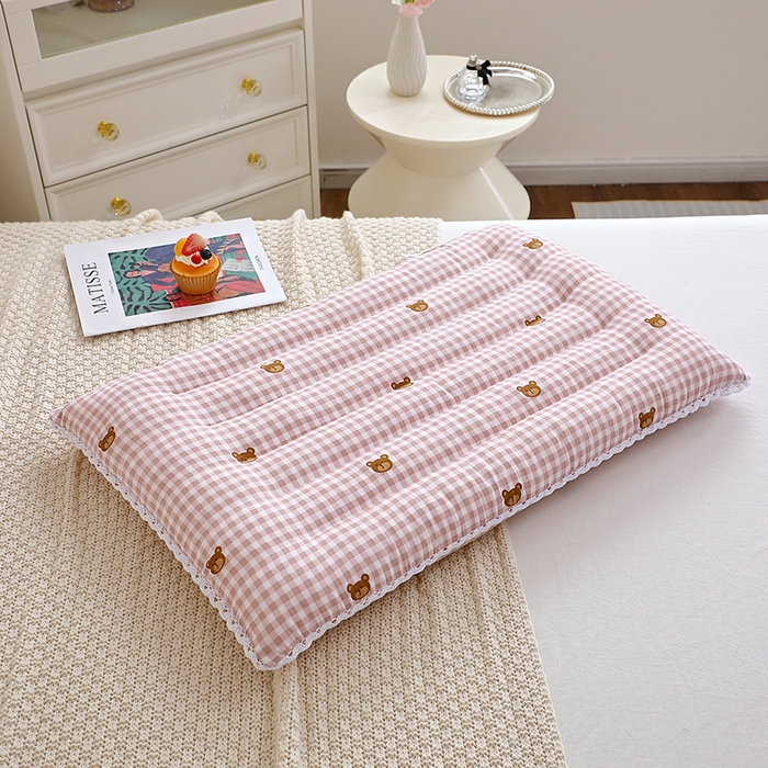 91家纺网 家纺一手货源 找家纺 佳尚枕芯 2025新款小碎花印花定型枕舒适枕枕头枕芯 印花定型枕-小熊-粉