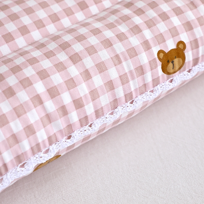 91家纺网 家纺一手货源 找家纺 佳尚枕芯 2025新款小碎花印花定型枕舒适枕枕头枕芯 印花定型枕-小熊-粉