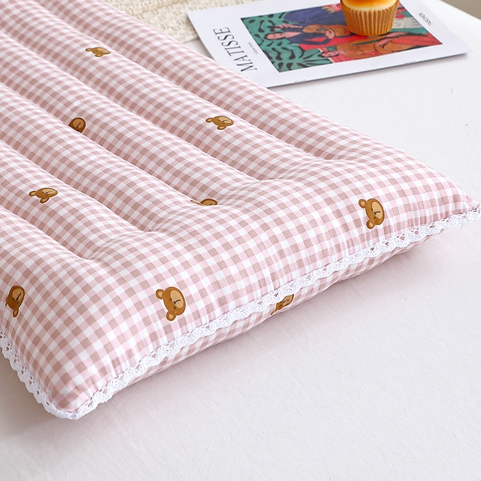 91家纺网 家纺一手货源 找家纺 佳尚枕芯 2025新款小碎花印花定型枕舒适枕枕头枕芯 印花定型枕-小熊-粉