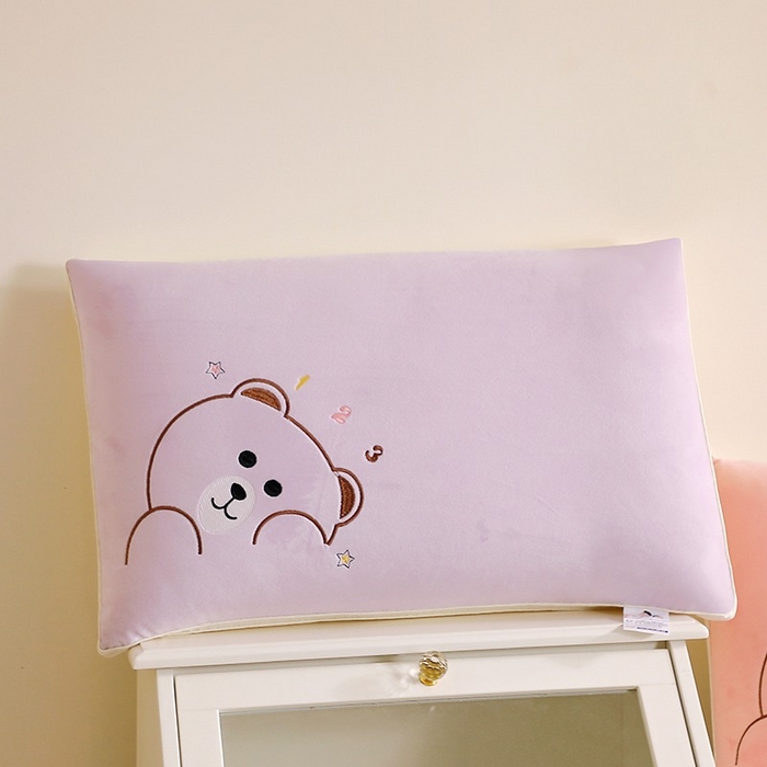 91家纺网 家纺一手货源 找家纺 佳尚枕芯 2025新款新品宝宝绒可爱卡通枕枕头枕芯-顽皮熊 宝宝绒顽皮熊-紫色