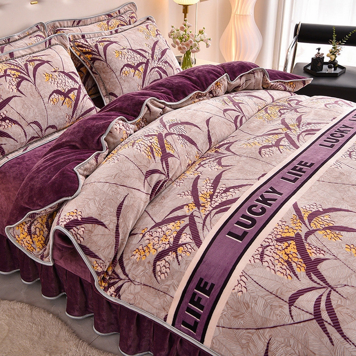 91家纺网 家纺一手货源 找家纺 (总)赛丽雅 2025新款牛奶绒床裙四件套8-9斤法莱绒直播爆款日产2万套