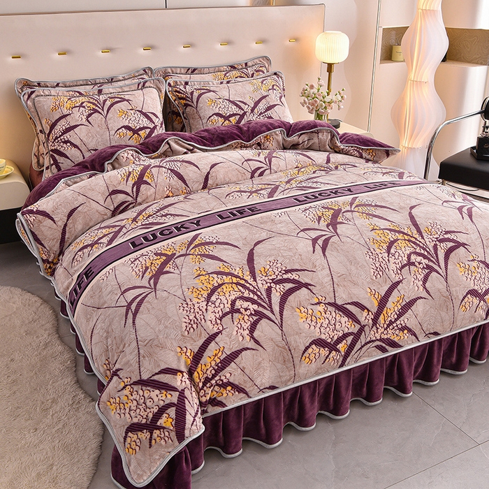 91家纺网 家纺一手货源 找家纺 (总)赛丽雅 2025新款牛奶绒床裙四件套8-9斤法莱绒直播爆款日产2万套