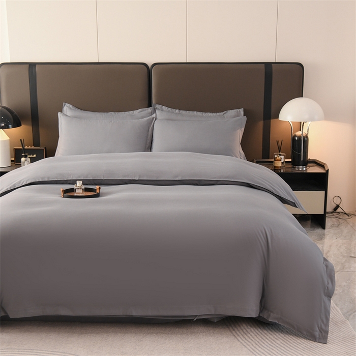 91家纺网 家纺一手货源 找家纺 罗菲尼酒店用品 2025新款高仿棉150克磨毛加厚酒店专用纯白四件套 银灰色