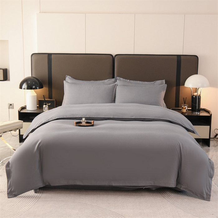 91家纺网 家纺一手货源 找家纺 罗菲尼酒店用品 2025新款高仿棉150克磨毛加厚酒店专用纯白四件套 银灰色