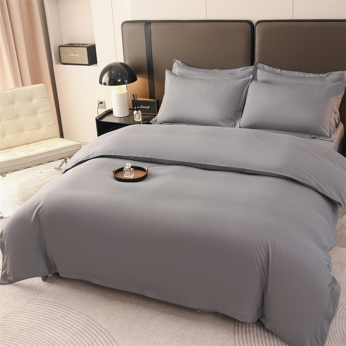 91家纺网 家纺一手货源 找家纺 罗菲尼酒店用品 2025新款高仿棉150克磨毛加厚酒店专用纯白四件套 银灰色