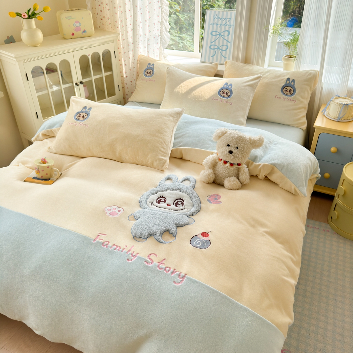 91家纺网 家纺一手货源 找家纺 （总）卡诗兰 2025新款贴布绣牛奶绒四件套