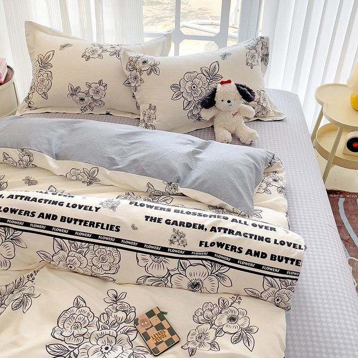 91家纺网 家纺一手货源 找家纺 （总）曲之慕 2026春夏新款全棉纯棉小清新印花系列四件套床单床笠