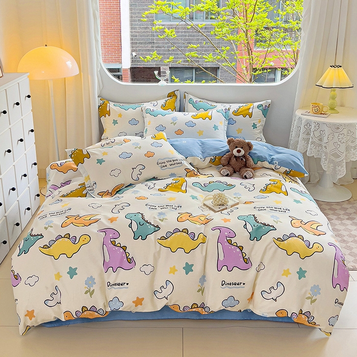 91家纺网 家纺一手货源 找家纺 （总）曲之慕 2026春夏新款全棉纯棉小清新印花系列四件套床单床笠