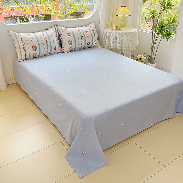 91家纺网 家纺一手货源 找家纺 曲之慕 2026春夏新款全棉纯棉小清新印花系列四件套床单床笠 花篮小兔