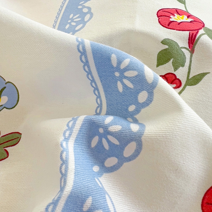 91家纺网 家纺一手货源 找家纺 曲之慕 2026春夏新款全棉纯棉小清新印花系列四件套床单床笠 花篮小兔