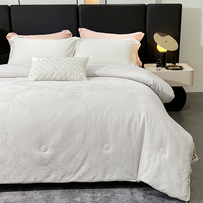 91家纺网 家纺一手货源 找家纺 VIP被业 2025新款60S全棉大提花大豆冬被被子被芯 灰色