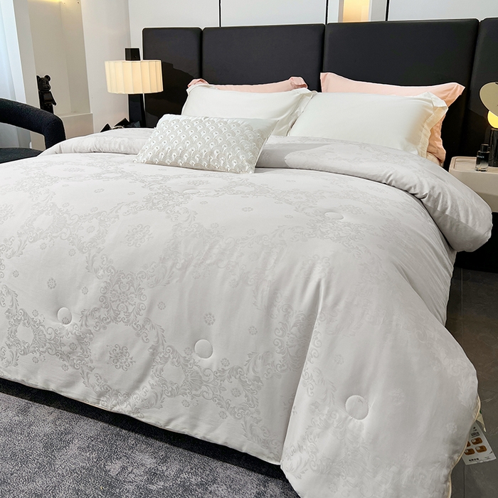 91家纺网 家纺一手货源 找家纺 VIP被业 2025新款60S全棉大提花大豆冬被被子被芯 灰色