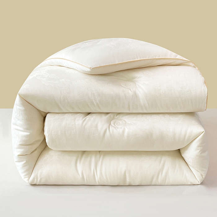 91家纺网 家纺一手货源 找家纺 VIP被业 2025新款60S全棉大提花大豆冬被被子被芯 白色