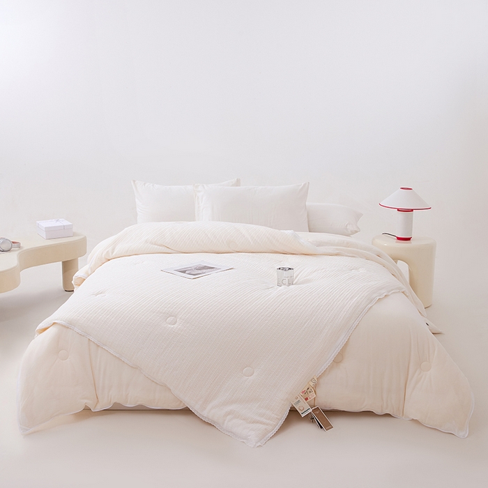 91家纺网 家纺一手货源 找家纺 （总）VIP被业 2025新款星辰织条全棉大豆子母被冬被被芯