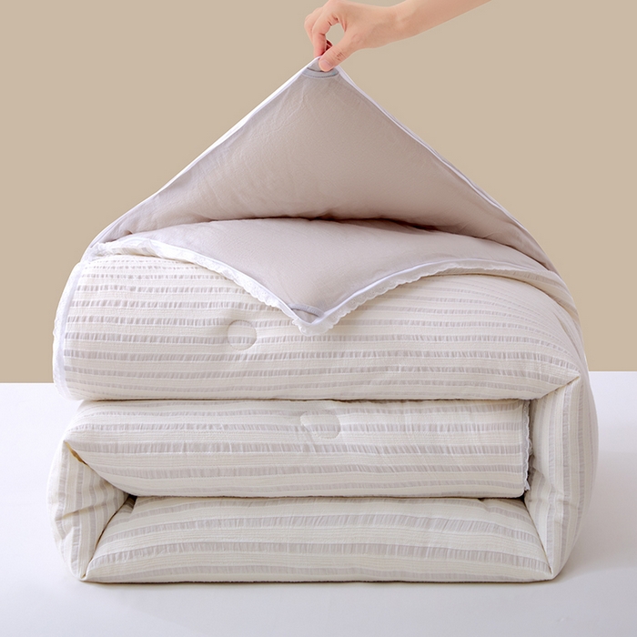 91家纺网 家纺一手货源 找家纺 （总）VIP被业 2025新款星辰织条全棉大豆子母被冬被被芯