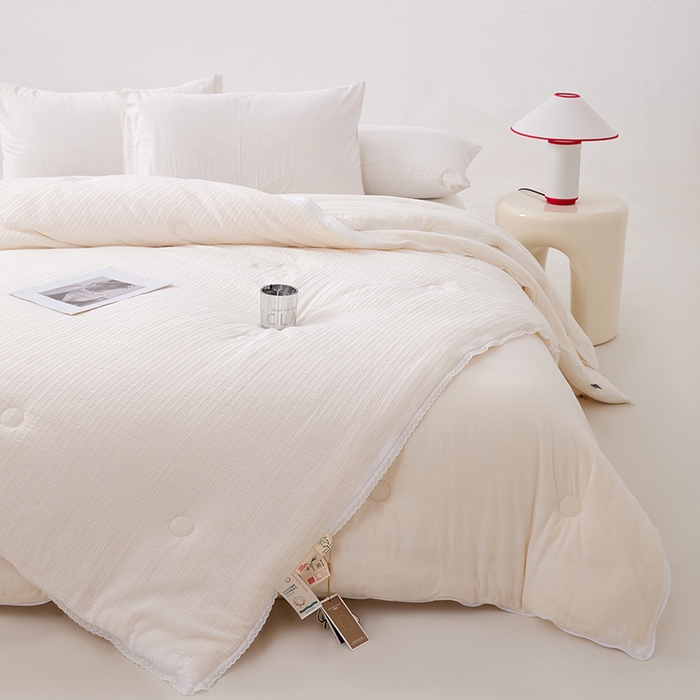 91家纺网 家纺一手货源 找家纺 （总）VIP被业 2025新款星辰织条全棉大豆子母被冬被被芯