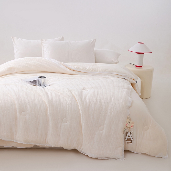 91家纺网 家纺一手货源 找家纺 （总）VIP被业 2025新款星辰织条全棉大豆子母被冬被被芯