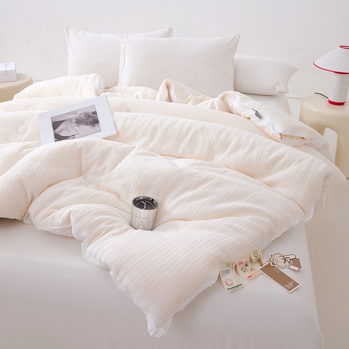 91家纺网 家纺一手货源 找家纺 （总）VIP被业 2025新款星辰织条全棉大豆子母被冬被被芯