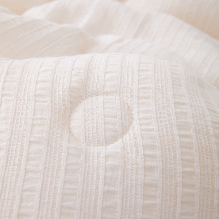 91家纺网 家纺一手货源 找家纺 VIP被业 2025新款星辰织条全棉大豆子母被冬被被芯 白色