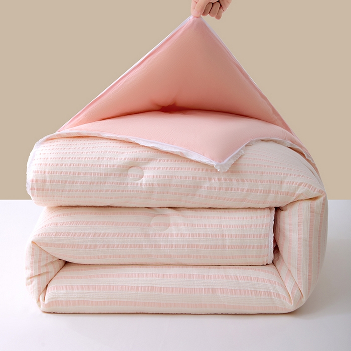 VIP被业 2025新款星辰织条全棉大豆子母被冬被被芯 粉色