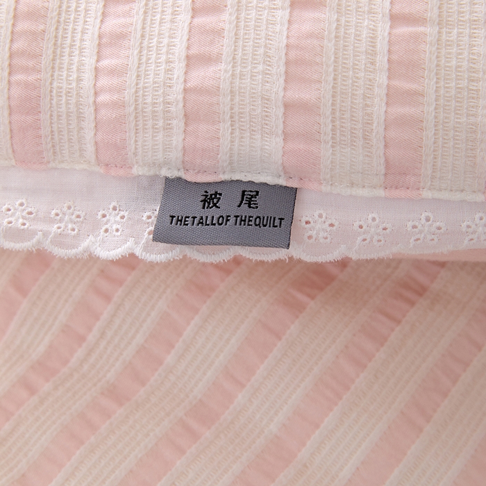 91家纺网 家纺一手货源 找家纺 VIP被业 2025新款星辰织条全棉大豆子母被冬被被芯 粉色