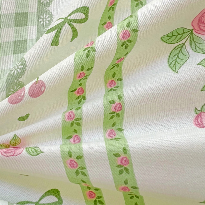 91家纺网 家纺一手货源 找家纺 曲之慕 2026春夏新款全棉纯棉小清新印花系列四件套床单床笠 恋恋花海