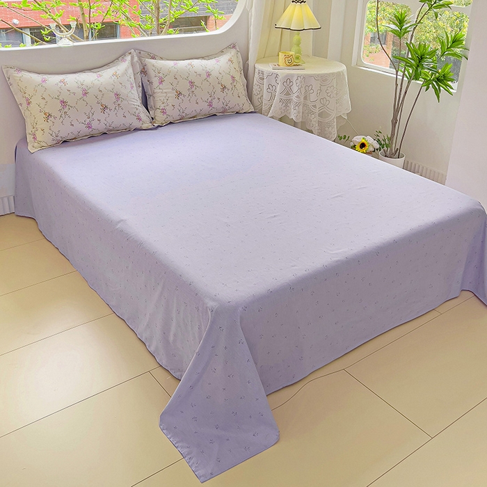 91家纺网 家纺一手货源 找家纺 曲之慕 2026春夏新款全棉纯棉小清新印花系列四件套床单床笠 梦幻