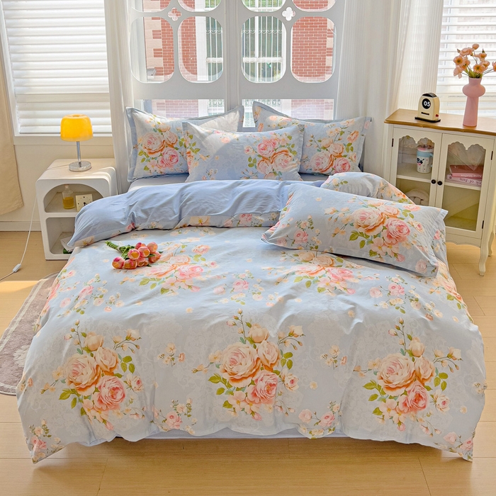 91家纺网 家纺一手货源 找家纺 曲之慕 2026春夏新款全棉纯棉小清新印花系列四件套床单床笠 且听风铃