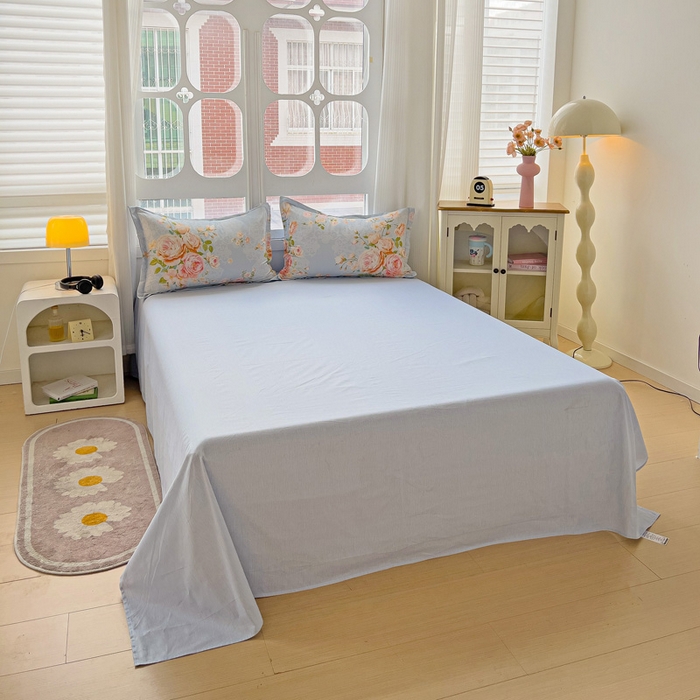 91家纺网 家纺一手货源 找家纺 曲之慕 2026春夏新款全棉纯棉小清新印花系列四件套床单床笠 且听风铃