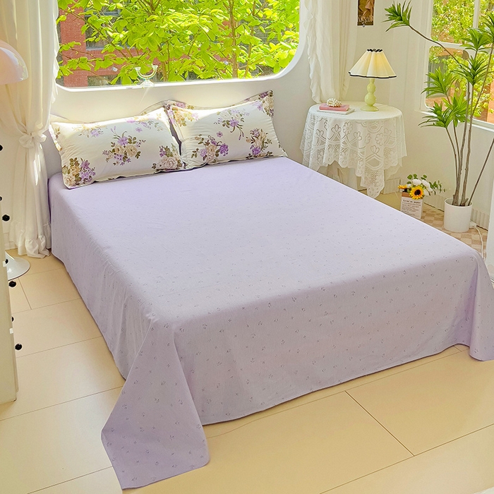 91家纺网 家纺一手货源 找家纺 曲之慕 2026春夏新款全棉纯棉小清新印花系列四件套床单床笠 情迷